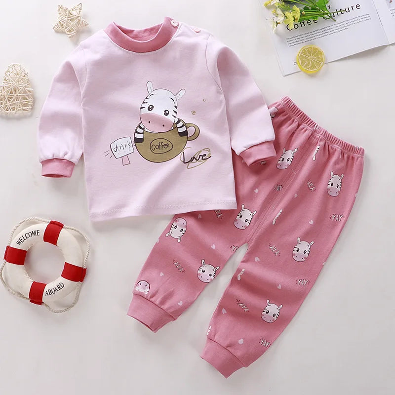 Wholesale Autumn Winter 100% Cotton 2pcs Long Sleeve Pajamas Baby Clothes Sets Christmas Baby Pyjamas Baby Clothing Sets
