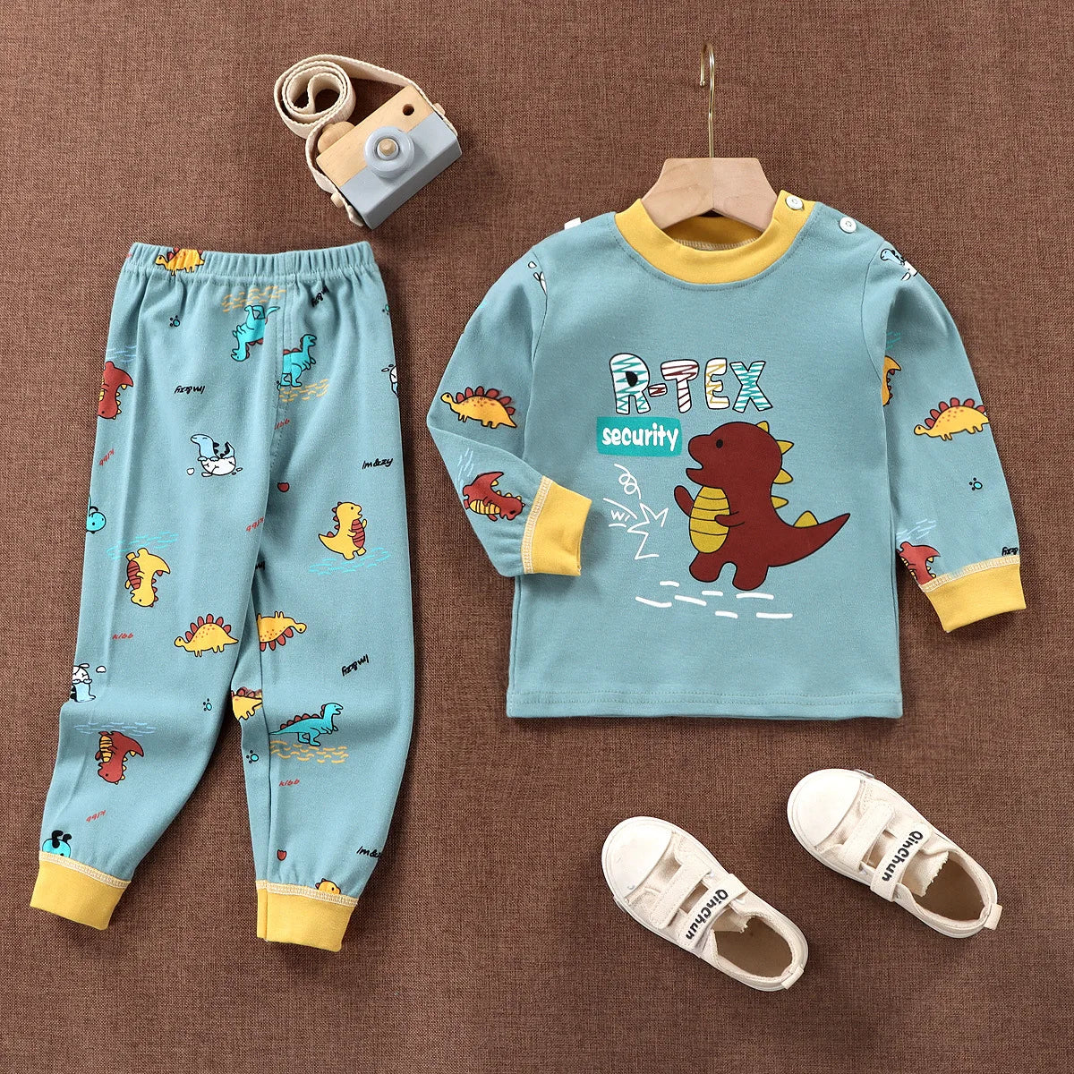 Wholesale Autumn Winter 100% Cotton 2pcs Long Sleeve Pajamas Baby Clothes Sets Christmas Baby Pyjamas Baby Clothing Sets