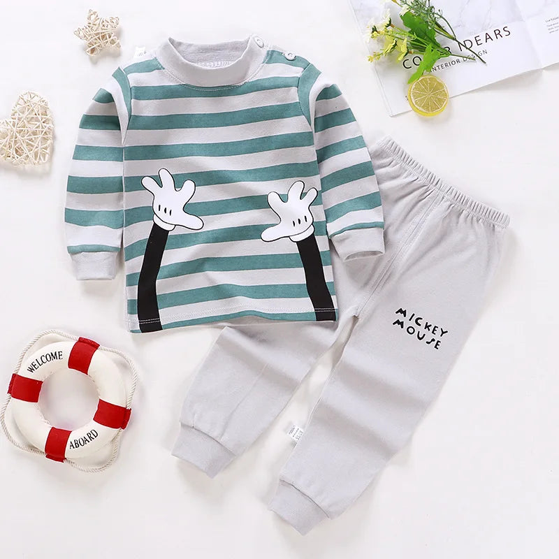 Wholesale Autumn Winter 100% Cotton 2pcs Long Sleeve Pajamas Baby Clothes Sets Christmas Baby Pyjamas Baby Clothing Sets