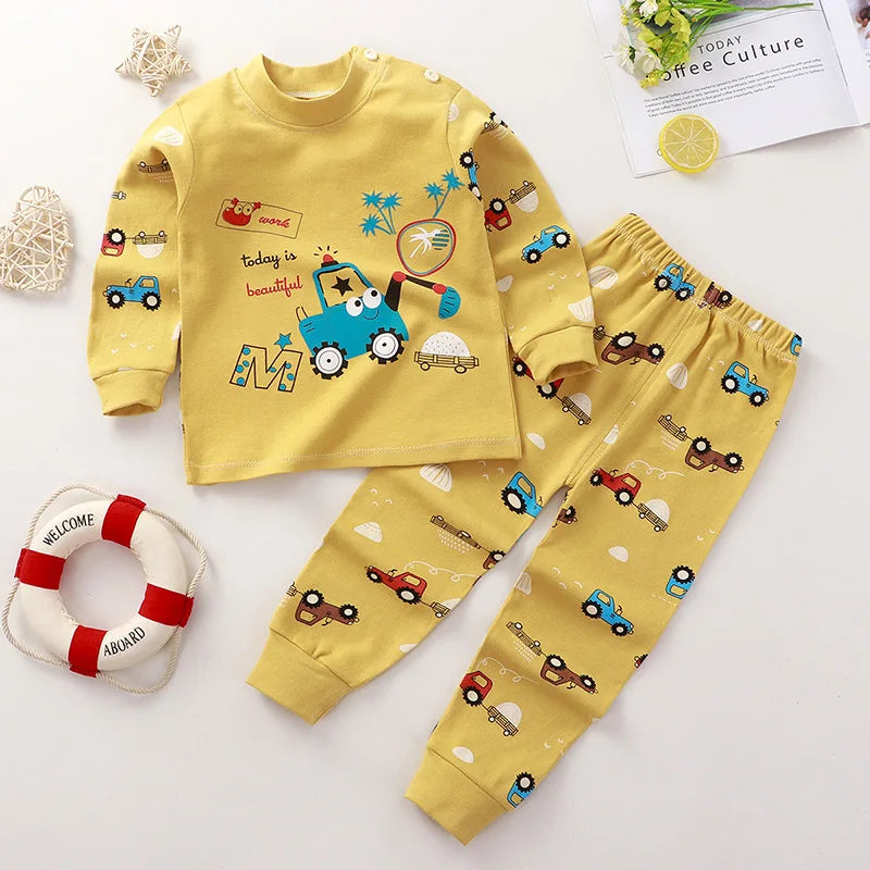 Wholesale Autumn Winter 100% Cotton 2pcs Long Sleeve Pajamas Baby Clothes Sets Christmas Baby Pyjamas Baby Clothing Sets