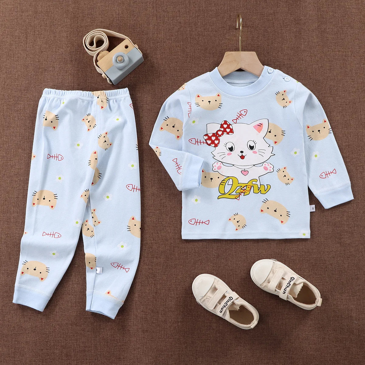 Wholesale Autumn Winter 100% Cotton 2pcs Long Sleeve Pajamas Baby Clothes Sets Christmas Baby Pyjamas Baby Clothing Sets
