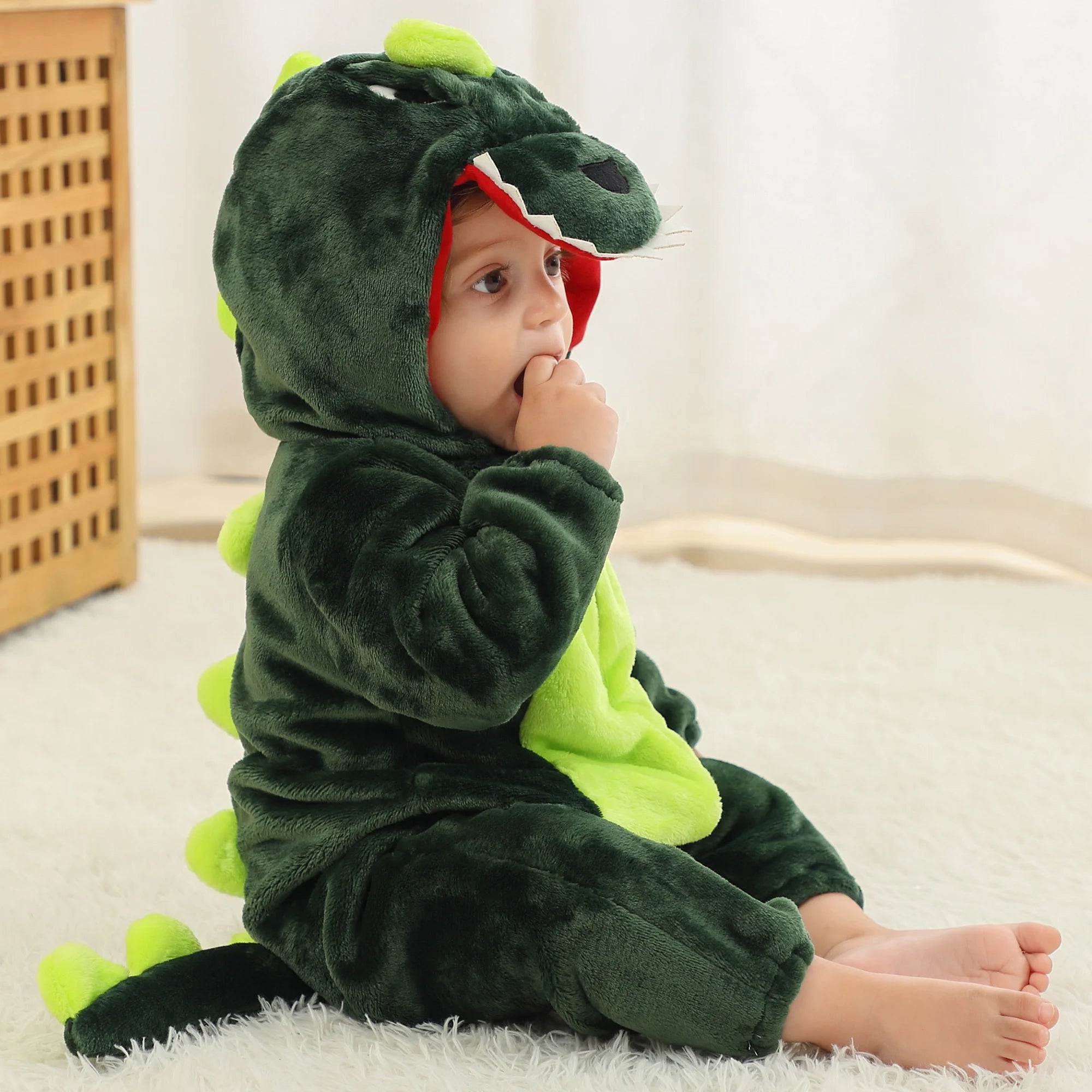 Michley OEM ODM New Design Hot Sale Baby Spring Autumn Romper Green Dragon 3D Cartoon Baby Infant Costumes Fall Baby Clothes