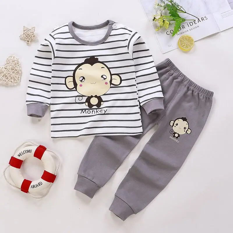 Wholesale Autumn Winter 100% Cotton 2pcs Long Sleeve Pajamas Baby Clothes Sets Christmas Baby Pyjamas Baby Clothing Sets