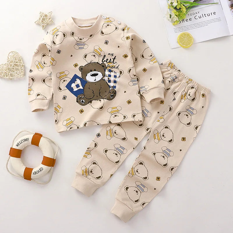 Wholesale Autumn Winter 100% Cotton 2pcs Long Sleeve Pajamas Baby Clothes Sets Christmas Baby Pyjamas Baby Clothing Sets