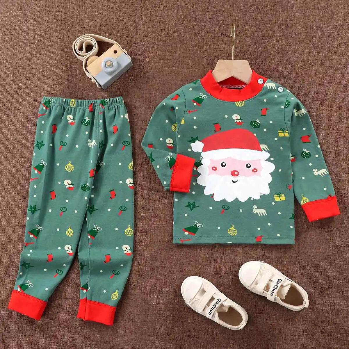 Wholesale Autumn Winter 100% Cotton 2pcs Long Sleeve Pajamas Baby Clothes Sets Christmas Baby Pyjamas Baby Clothing Sets