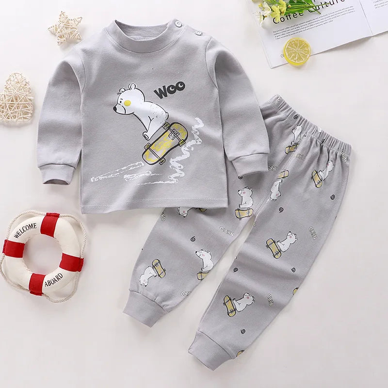 Wholesale Autumn Winter 100% Cotton 2pcs Long Sleeve Pajamas Baby Clothes Sets Christmas Baby Pyjamas Baby Clothing Sets