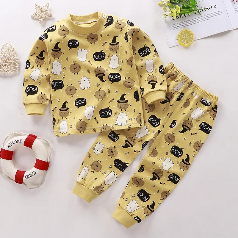 Wholesale Autumn Winter 100% Cotton 2pcs Long Sleeve Pajamas Baby Clothes Sets Christmas Baby Pyjamas Baby Clothing Sets
