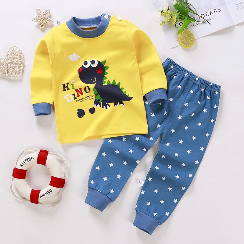Wholesale Autumn Winter 100% Cotton 2pcs Long Sleeve Pajamas Baby Clothes Sets Christmas Baby Pyjamas Baby Clothing Sets