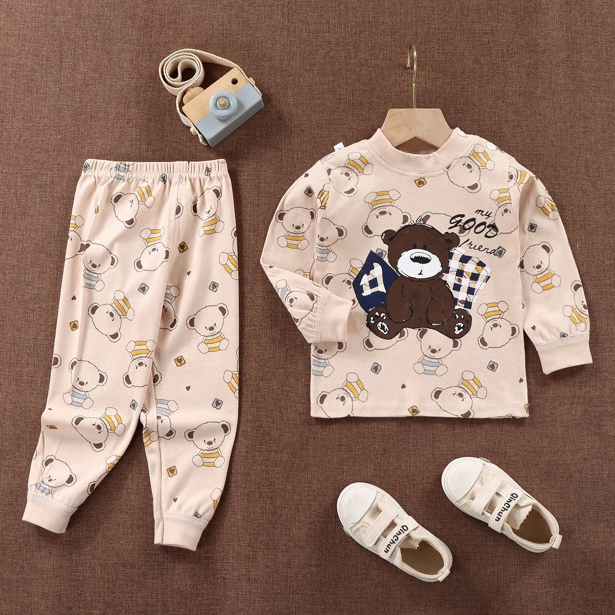 Wholesale Autumn Winter 100% Cotton 2pcs Long Sleeve Pajamas Baby Clothes Sets Christmas Baby Pyjamas Baby Clothing Sets