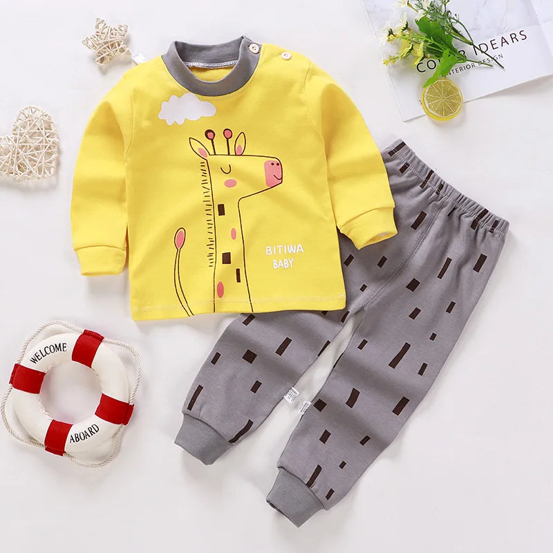 Wholesale Autumn Winter 100% Cotton 2pcs Long Sleeve Pajamas Baby Clothes Sets Christmas Baby Pyjamas Baby Clothing Sets