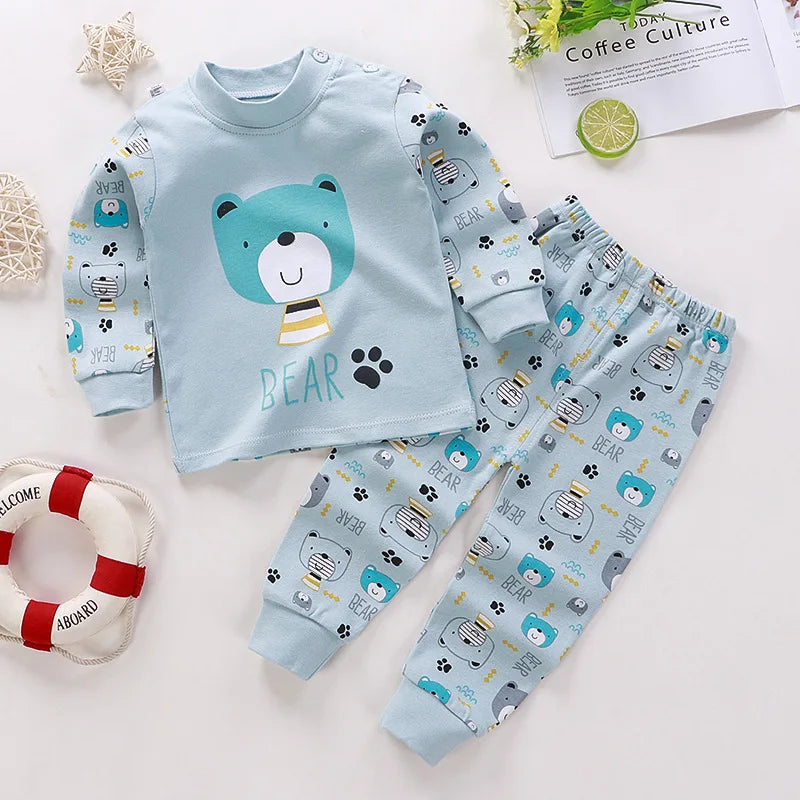 Wholesale Autumn Winter 100% Cotton 2pcs Long Sleeve Pajamas Baby Clothes Sets Christmas Baby Pyjamas Baby Clothing Sets