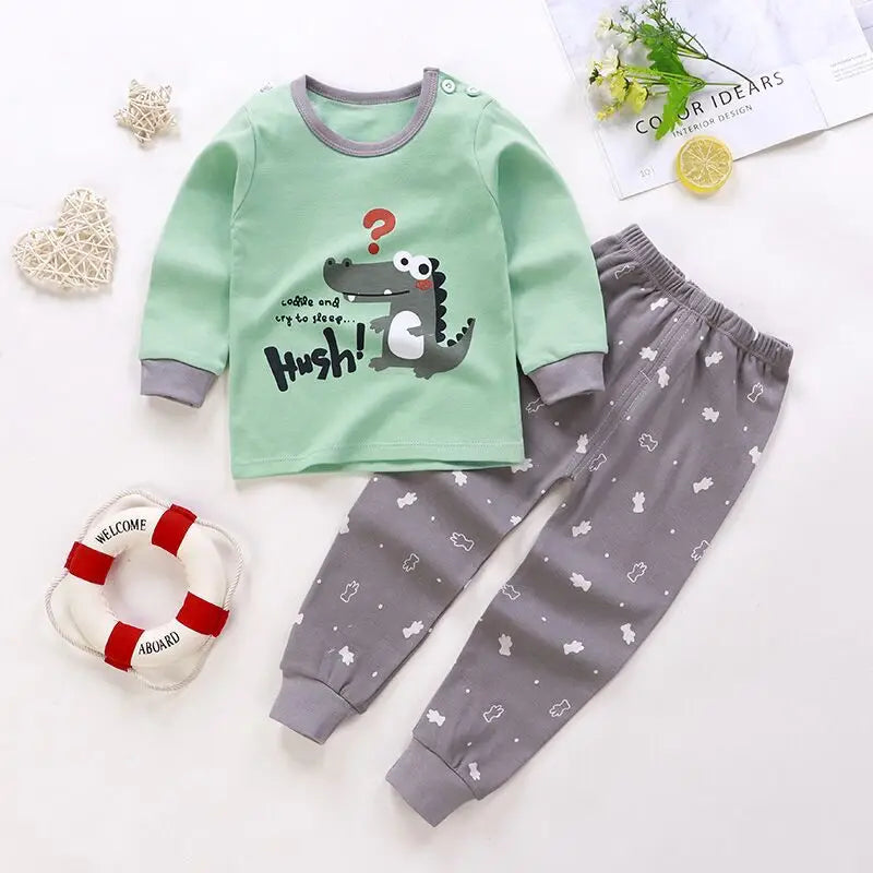 Wholesale Autumn Winter 100% Cotton 2pcs Long Sleeve Pajamas Baby Clothes Sets Christmas Baby Pyjamas Baby Clothing Sets