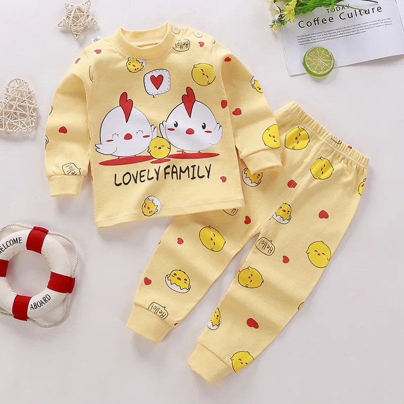 Wholesale Autumn Winter 100% Cotton 2pcs Long Sleeve Pajamas Baby Clothes Sets Christmas Baby Pyjamas Baby Clothing Sets