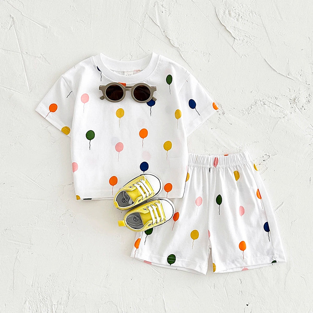 Wholesale Baby Clothing Sets Balloon Printed Cotton Short-Sleeved T-Shirts Newborn 6-9 Months Toddler Infant Summer Suit