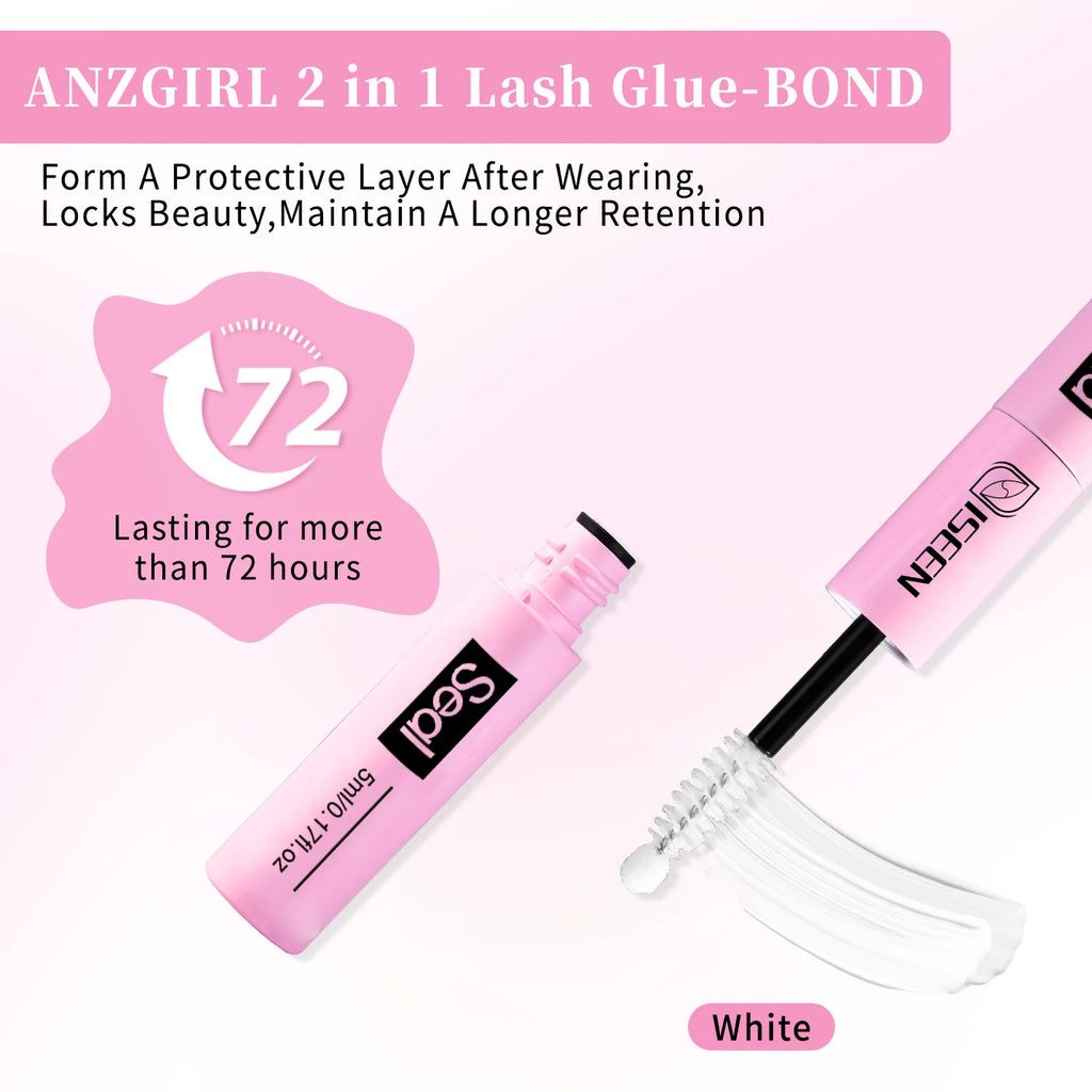 ISEEN Lash Bond and Seal 10ml for Lash Clusters Super Hold Long-Lasting Non-Irritating Eyelash Glue for DIY at Home