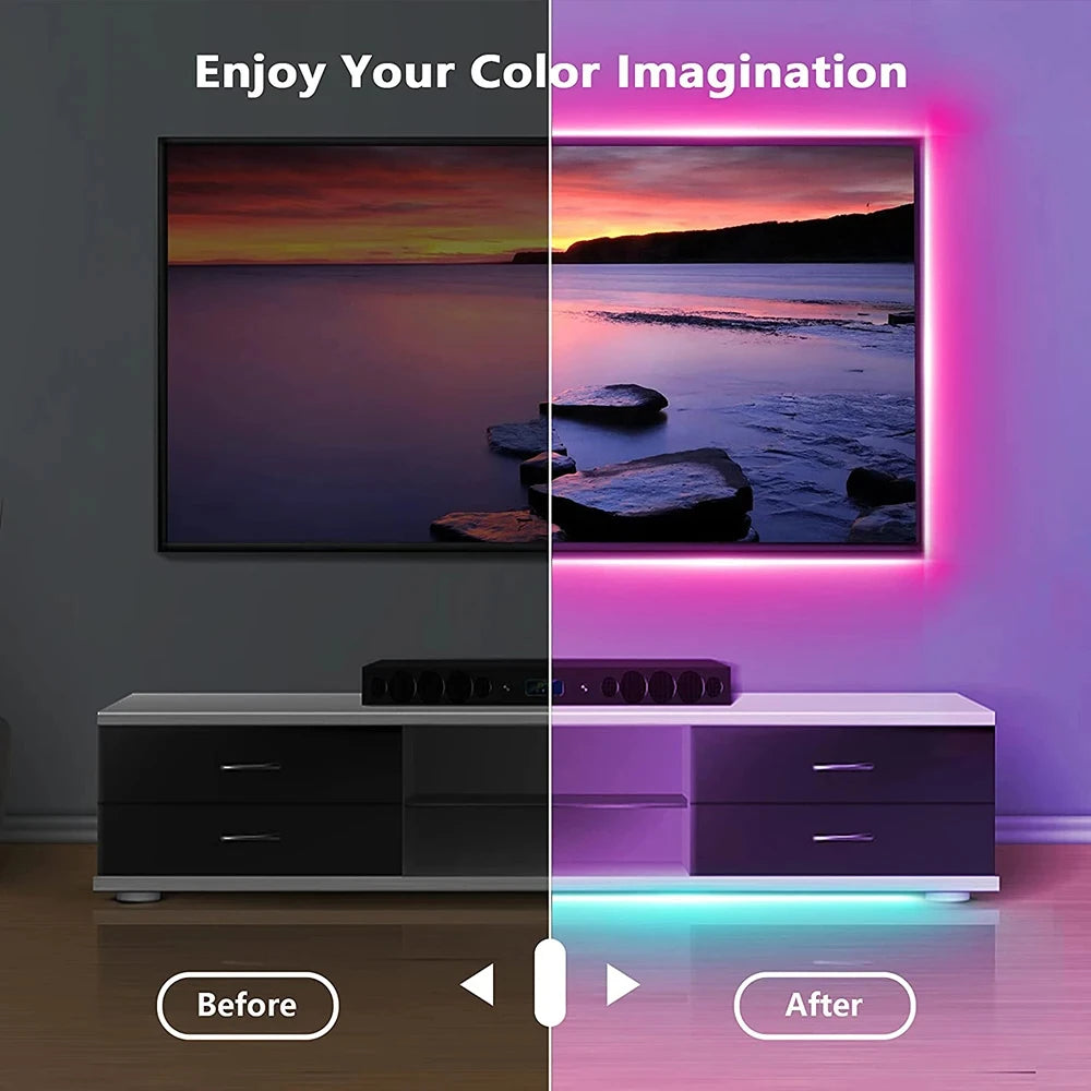 Bluetooth LED Strip Lights Smart SMD 5050 APP Remote Control Flexible Ribbon Diode Lamp Tape TV Backlights Game Room Home Decor