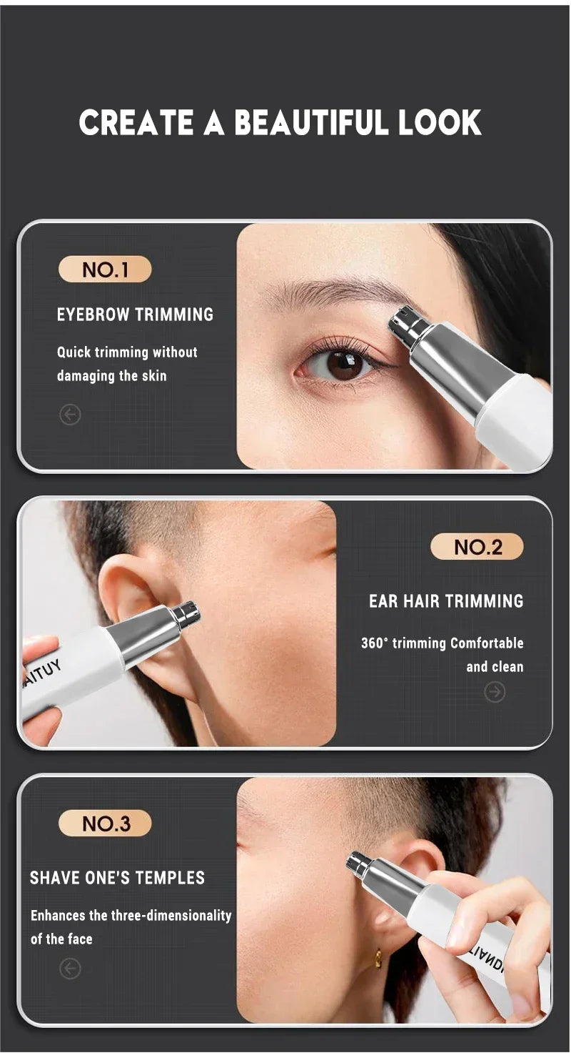 2 In 1 Electric Portable Ear And Nose Hair Trimmer Clipper 2024 Professional Painless Portable Eyebrow For Men