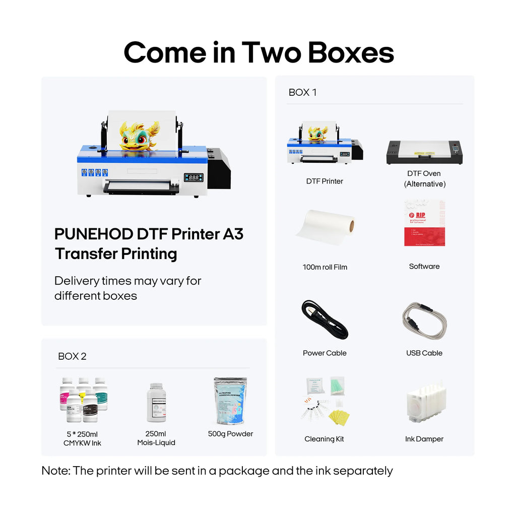 Punehod A3 DTF Printer Transfer Printer A3+ L1800 DTF Printer T Shirt Printing Machine With Curing Oven for Clothes