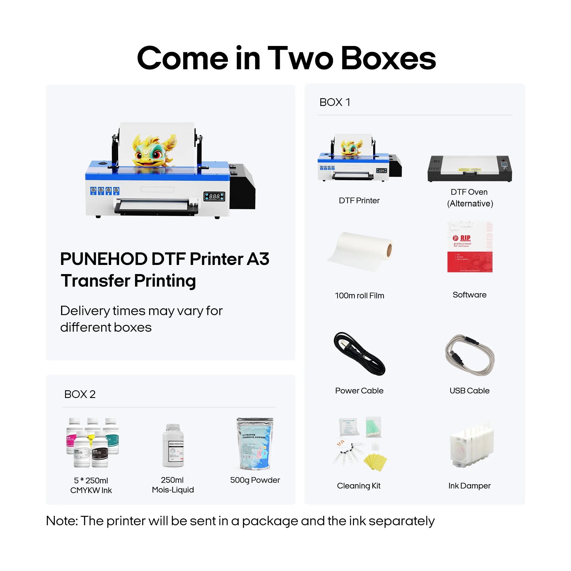 Punehod A3 DTF Printer Transfer Printer A3+ L1800 DTF Printer T Shirt Printing Machine With Curing Oven for Clothes