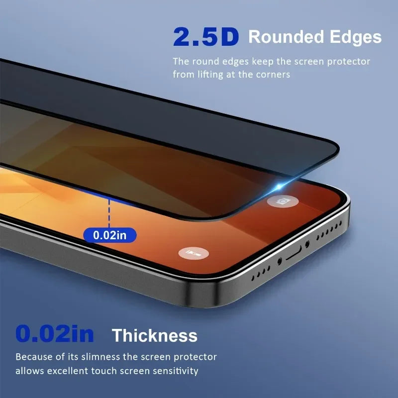 5Pcs Full Cover Privacy Screen Protector For iPhone 16 11 12 13 14 Pro Max Mini 8K Anti-spy Glass For iPhone 15 17 PRO XR XS MAX