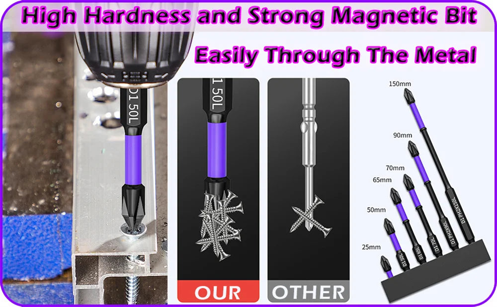 6/12 Pcs Magnetic Screwdriver Bits Non-slip Shockproof Phillips Impact Bits Hex Shank Alloy Steel Bits Suitable for Power Tools