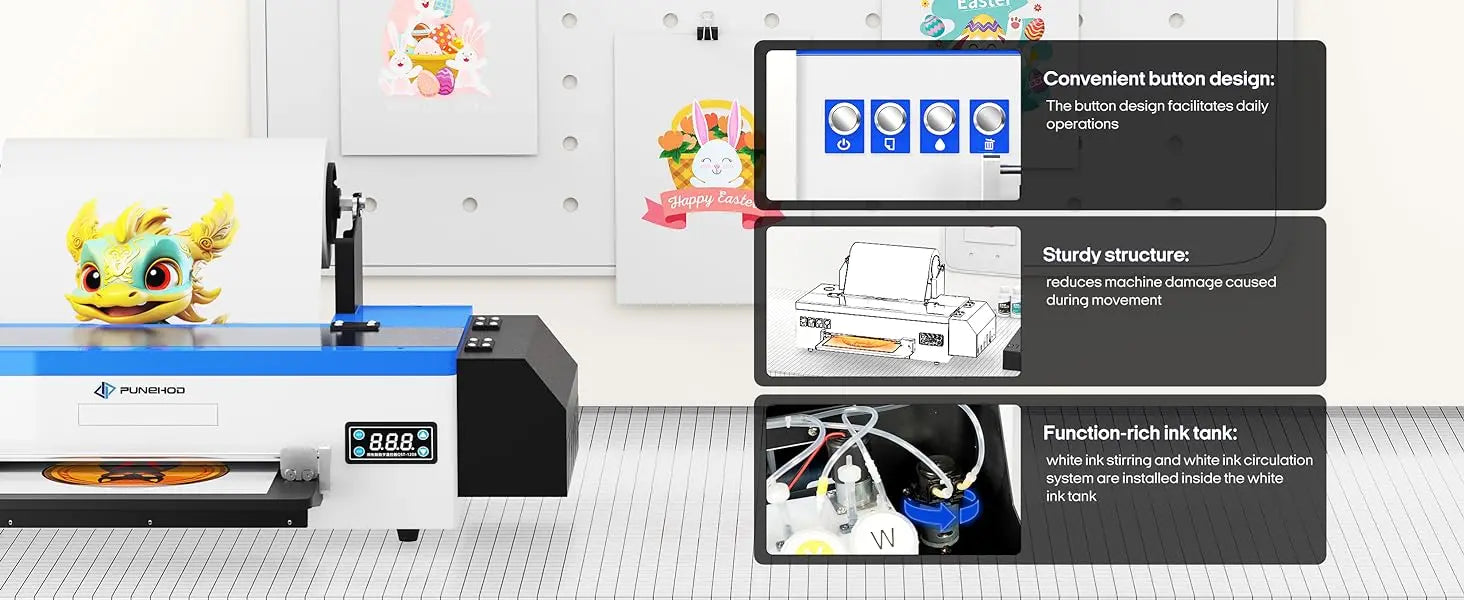 Punehod A3 DTF Printer Transfer Printer A3+ L1800 DTF Printer T Shirt Printing Machine With Curing Oven for Clothes