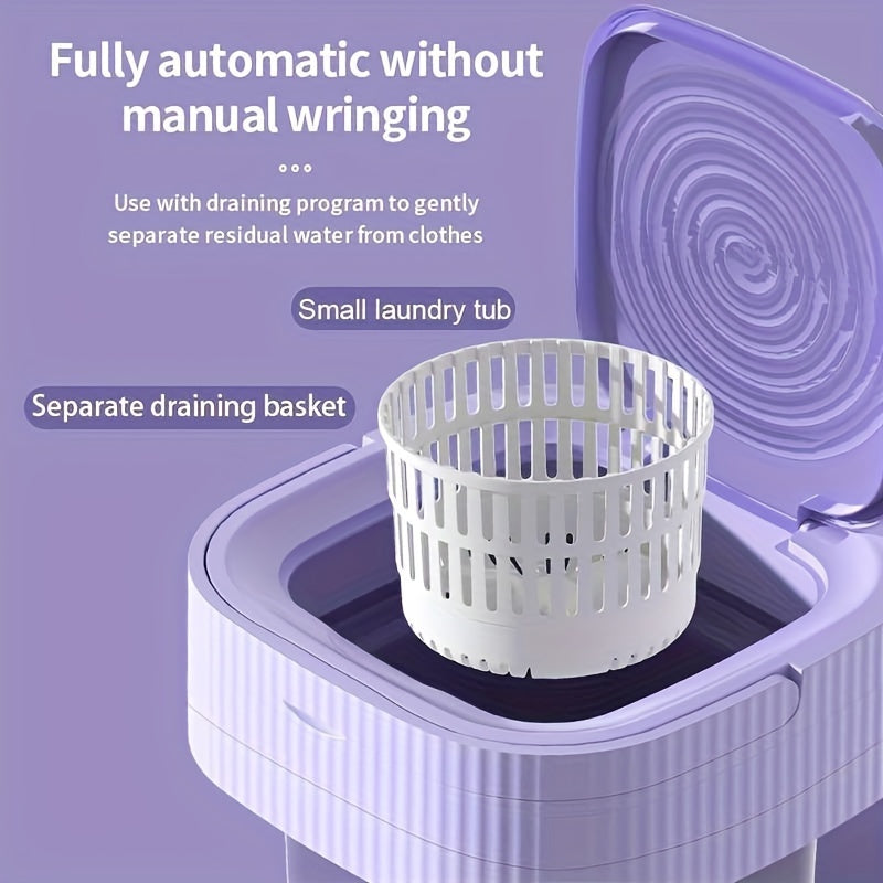 Portable washing machine, 10L foldable mini washing machine, 3 modes deep cleaning underwear, baby clothes, foldable washing machine, apartment, dormitory, camping, RV, travel laundry