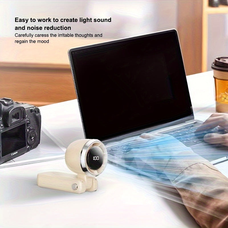 Portable Handheld Fan, 5000rpm Ultra-High Speed Quick Cooling, 1-100-Level Super Power USB Fan, Large Battery Capacity, Mini Portable Fan, USB Rechargeable, Lanyard- Lightweight, Compact, And Easy to Carry for Outdoor Activit