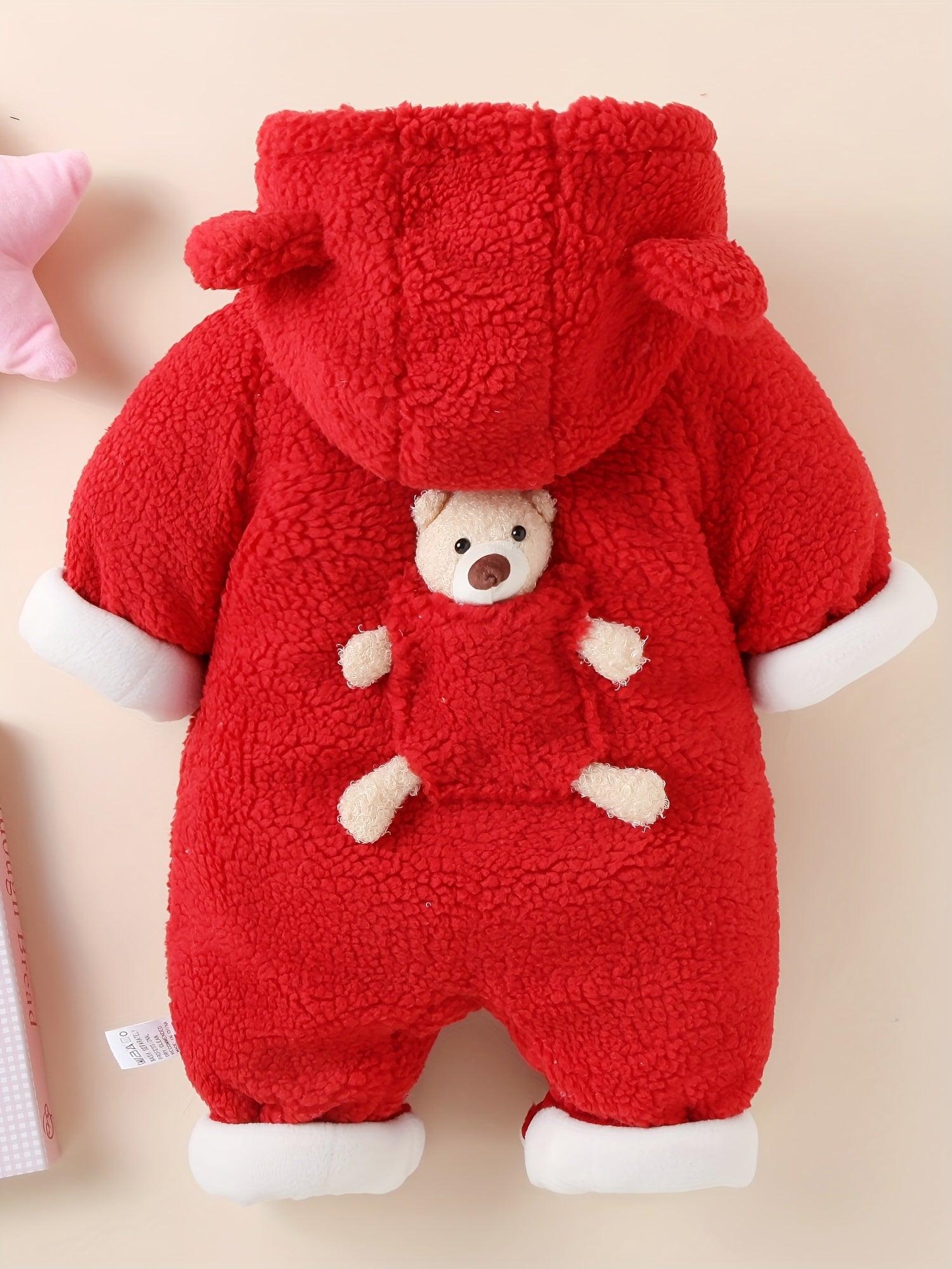 Baby Winter Clothes, Newborn Baby Bear Decor Warm Hooded Jumpsuit, Baby Clothes For Boys And Girls, Suitable For Indoor And Outdoor Wear