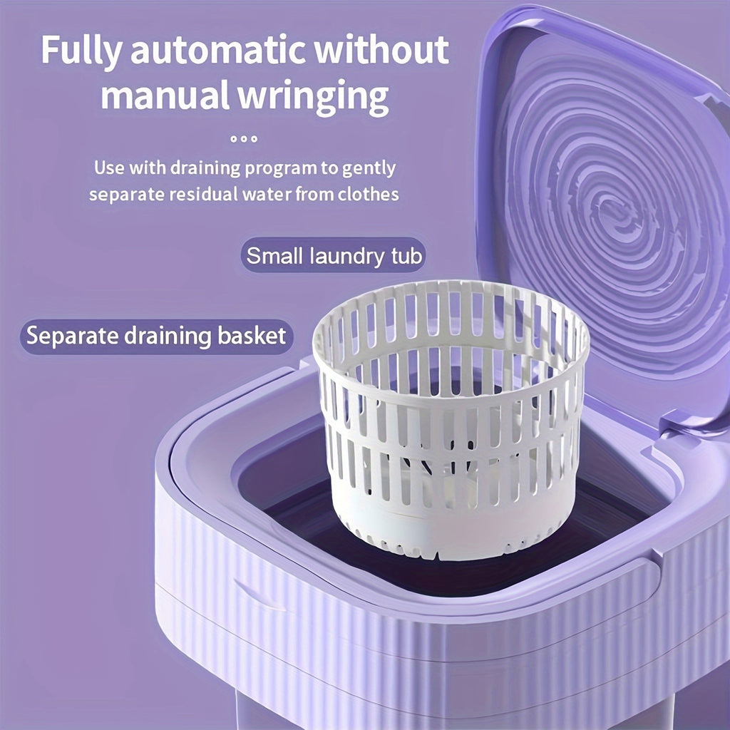 Portable washing machine, 10L foldable mini washing machine, 3 modes deep cleaning underwear, baby clothes, foldable washing machine, apartment, dormitory, camping, RV, travel laundry