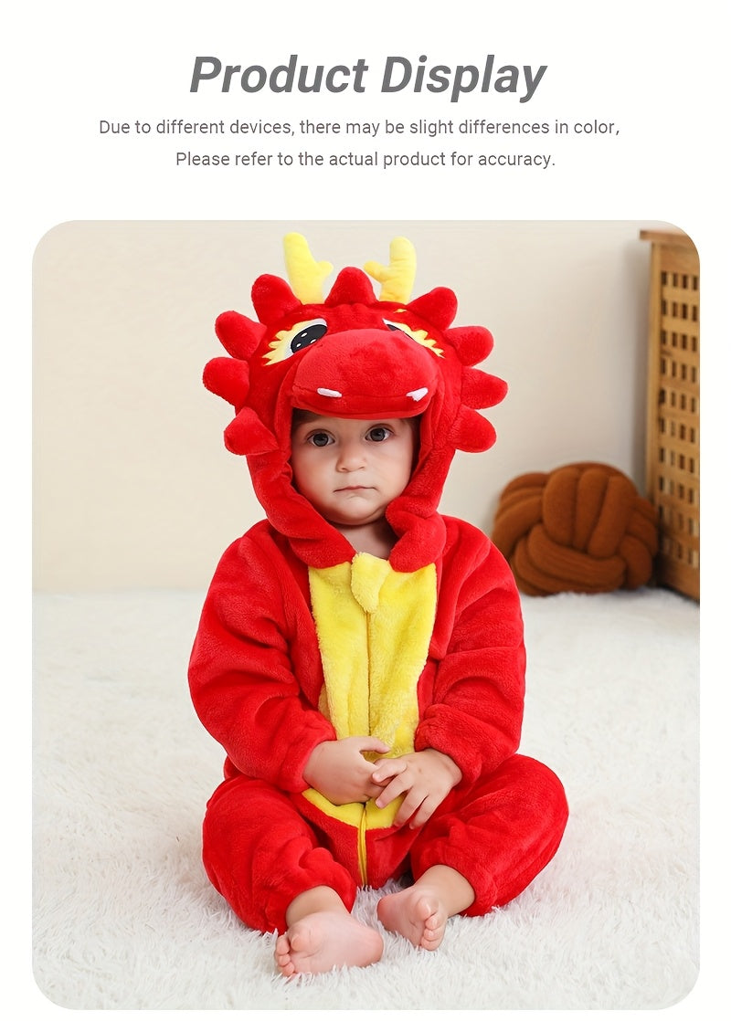 Baby'S Red Dragon Halloween - Cute Cartoon Animal Design with Zipper Closure, Soft & Comfortable for Spring/Fall Outings, Baby, Seasonal Babywear, Playful Baby Style, Durable Baby Clothes, for Outdoor