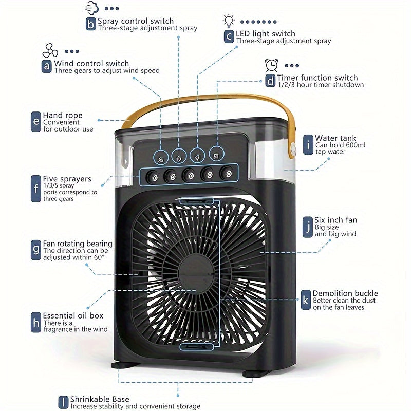 2-in-1 USB Portable Fan & Humidifier with Aroma Diffuser - Adjustable, Ideal for Home & Office Use, Perfect Holiday Gift