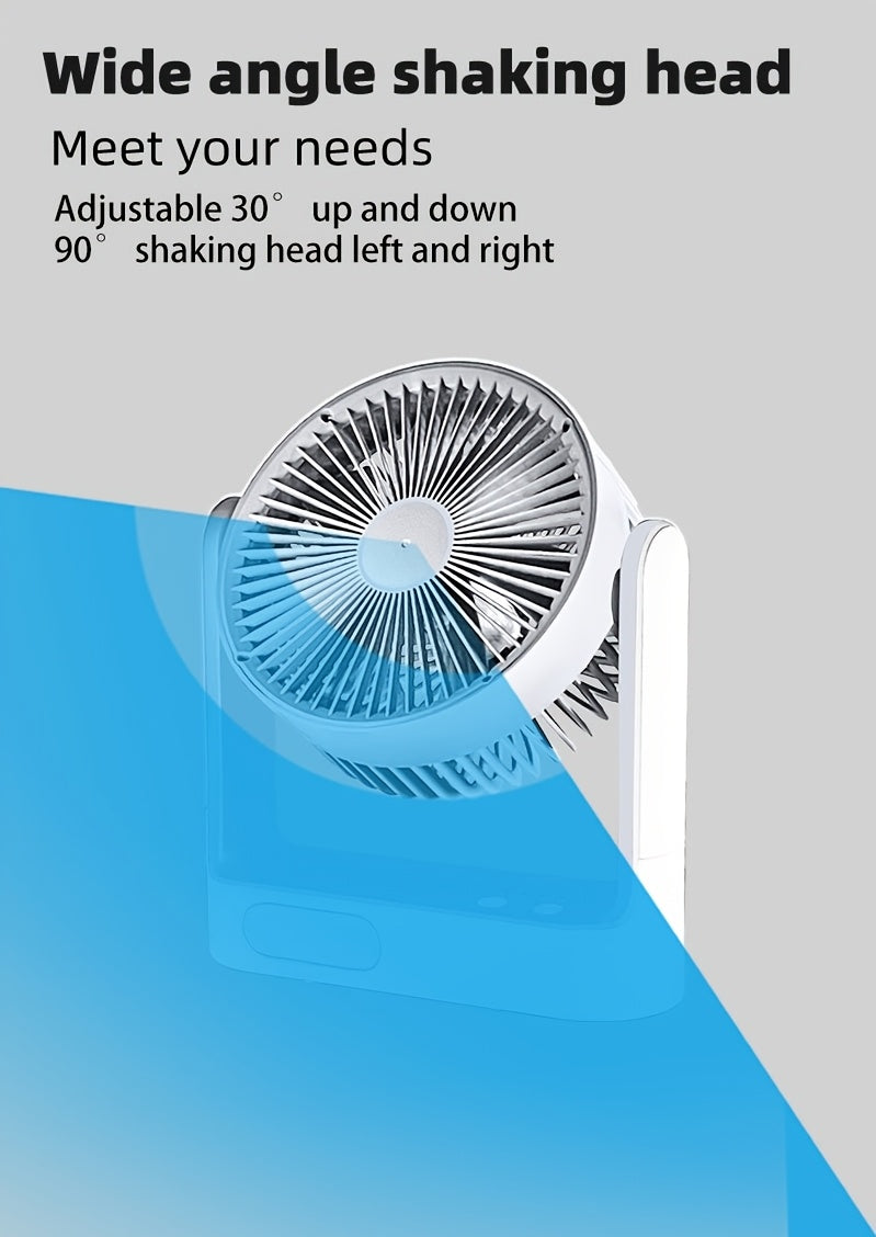 [Solar Powered, 3 Speeds Fan] 10 LED Light Solar Powered Portable Fan - 3 Speeds Rechargeable Camping Table Fan with Timer, Floor Fan