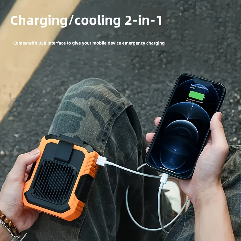 Three-in-One Portable Fan With Mobile Power-USB Charging, Neck Fan, 5000mAh Battery, Suitable For Outdoor, Home And Office Use-Including Lanyard, Portable Bladeless Waist Fan With Belt Clip-USB Charging, With LED Lighting Fun