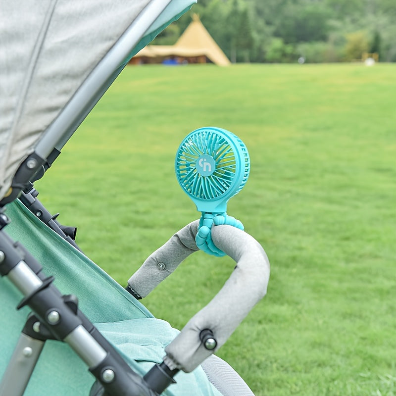 WiHoo Battery Powered Stroller Fan, Flexible Tripod Clip On Fan With 3 Speeds And Rotatable Handheld Rechargeable Personal Portable Fan For Car Seat Crib Bike Treadmill