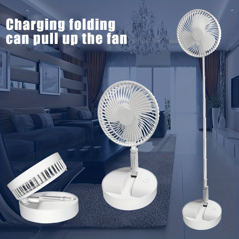 1 Pack Rechargeable Portable Fan with Adjustable Height, 4 Speed Settings & Retractable Oscillation - USB-Powered Indoor/Outdoor Cooling Fan for Home, Office, Camping, Travel - Lightweight Durable Plastic Design, Multispeed C