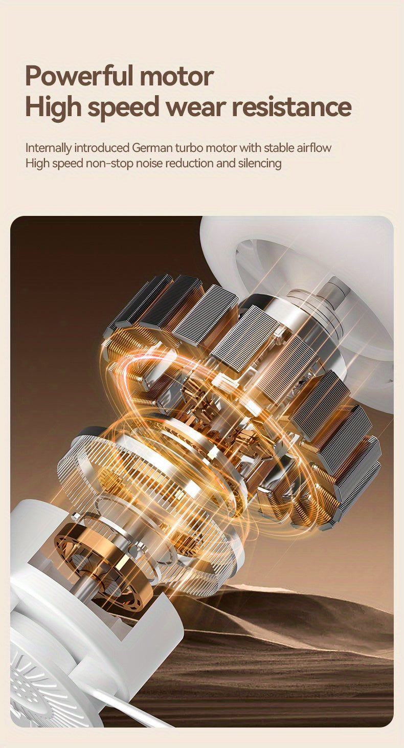 Remote Control Camping Fan with LED Night Light - Rechargeable USB Portable Fan for Tent & Outdoor, 270° Rotation, 3 Light Modes, Sleep Timer, Hanging Hook