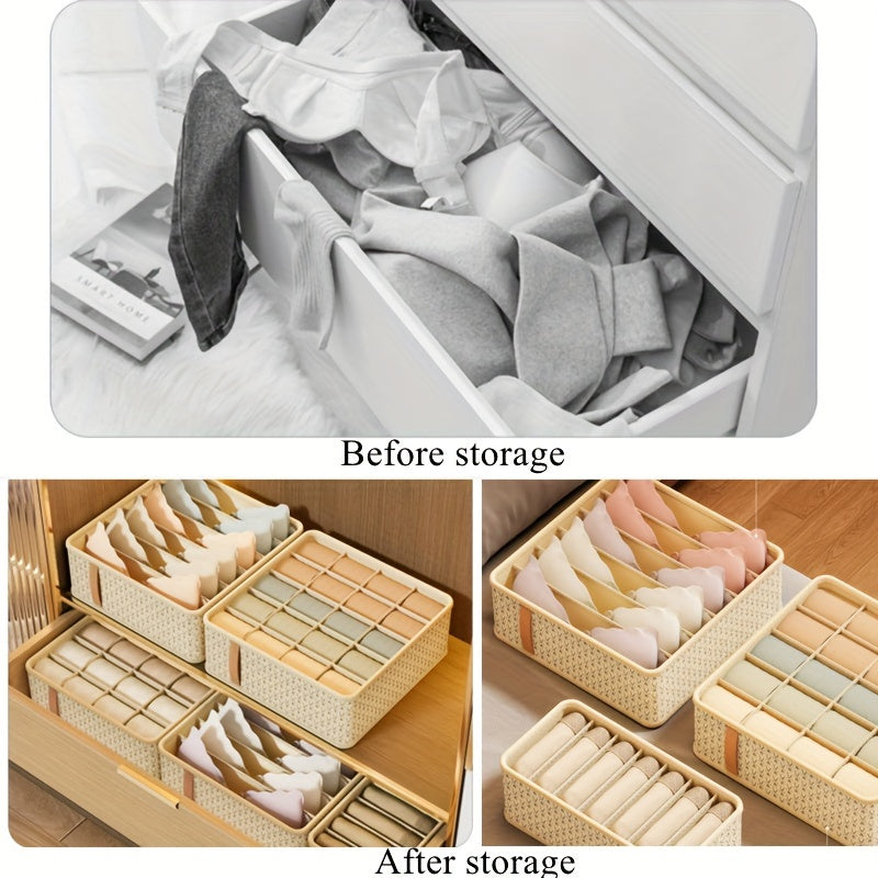 3PCS/Set Sock Underwear Drawer Organizer Dividers, Foldable Fabric Dresser Closet Organizers and Storage Bins for Clothing, Baby Clothes, Bra, Panty, Scarf, Ties