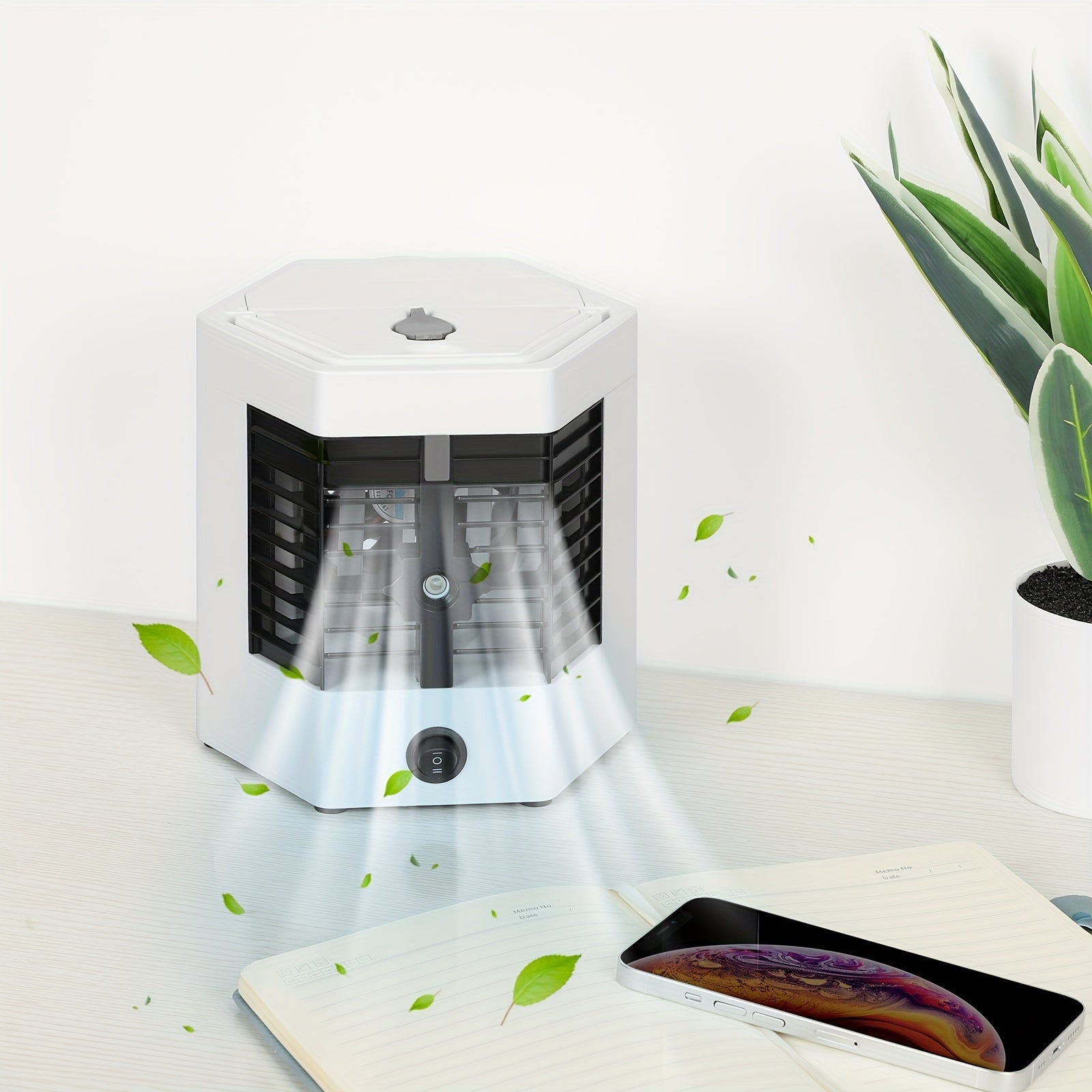 1pc, Portable Air Contioner, Small Portable Fan, Desktop Table Fan 2 Speeds, Personal Fan For Sleeping, USB Fan With Handle, For Bedroom Home Office, Comfortable Compact Design, Fast Cooling, Quiet Cooler