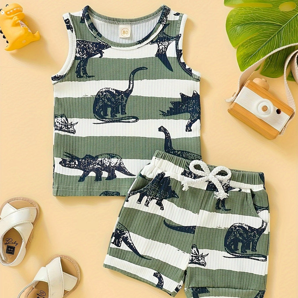 Toddlers Baby Boys' Tank Tops Set, Summer Baby boys outfit Dinosaur Tank Top Shirts Baby clothes Set
