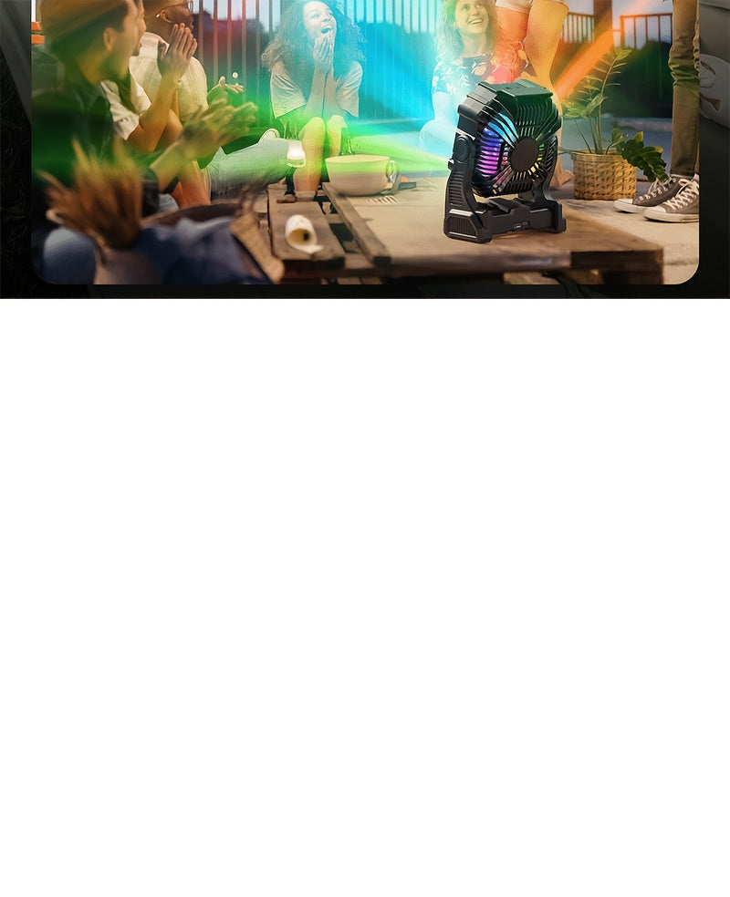 [Portable Spray Fan] 20,000mAh Portable Spray Fan with LED Mood Light & Timer - USB Rechargeable, 3 Spray Modes, 3 Speeds, 2 Timers, 2 Modes for Camping, Hiking, Outdoor, Bedroom, Living Room - Durable Plastic, Polished Finis