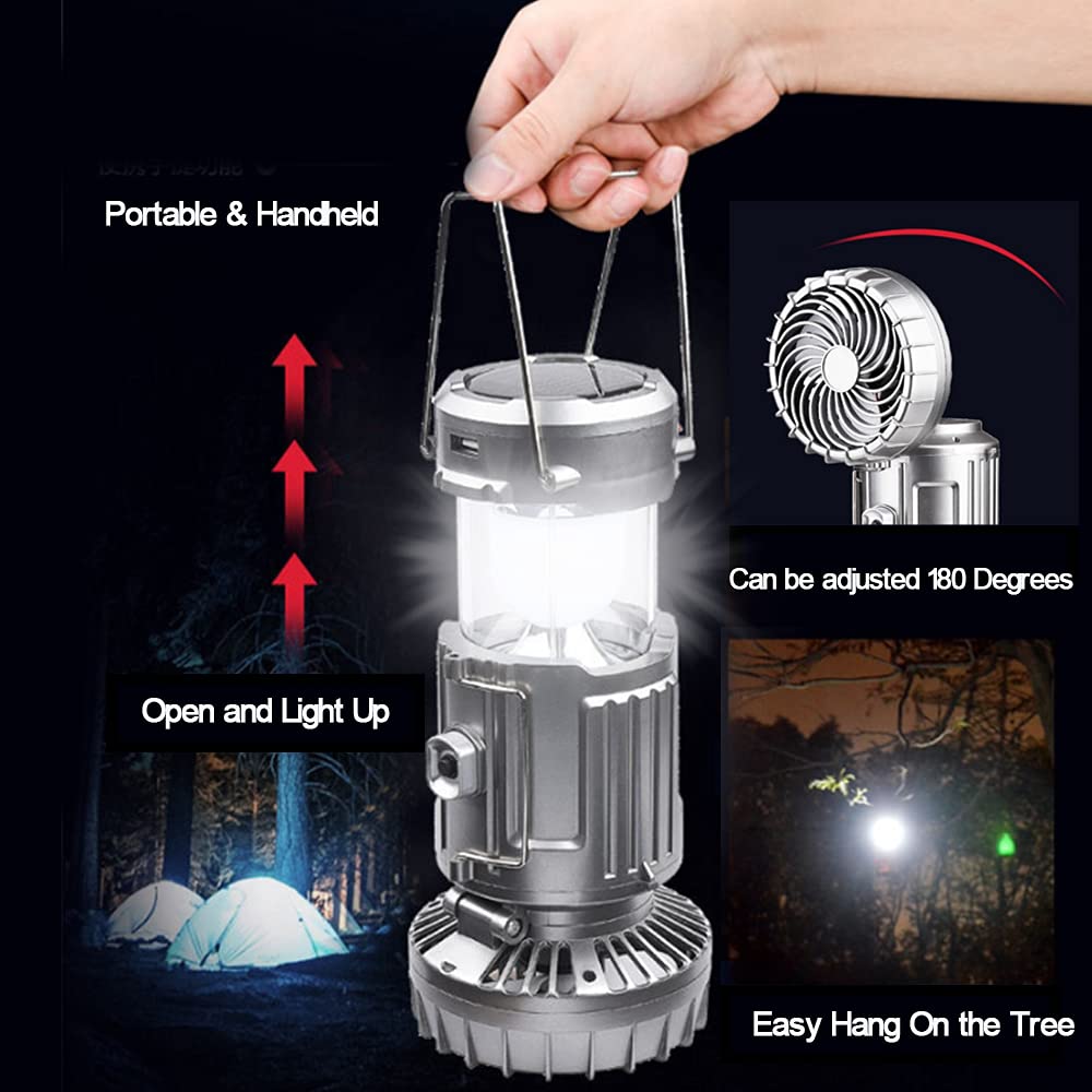 Halloween Gifts 5-in-1 camping light Rechargeable Camping Fan with LEDLights,Powered Fan,Portable Fan forPicnic Fishing RV Jobsite WorkshopPower Outages Hurricane Mobile UsbCharging, Portable solar Fan withwireless Speaker,Hu