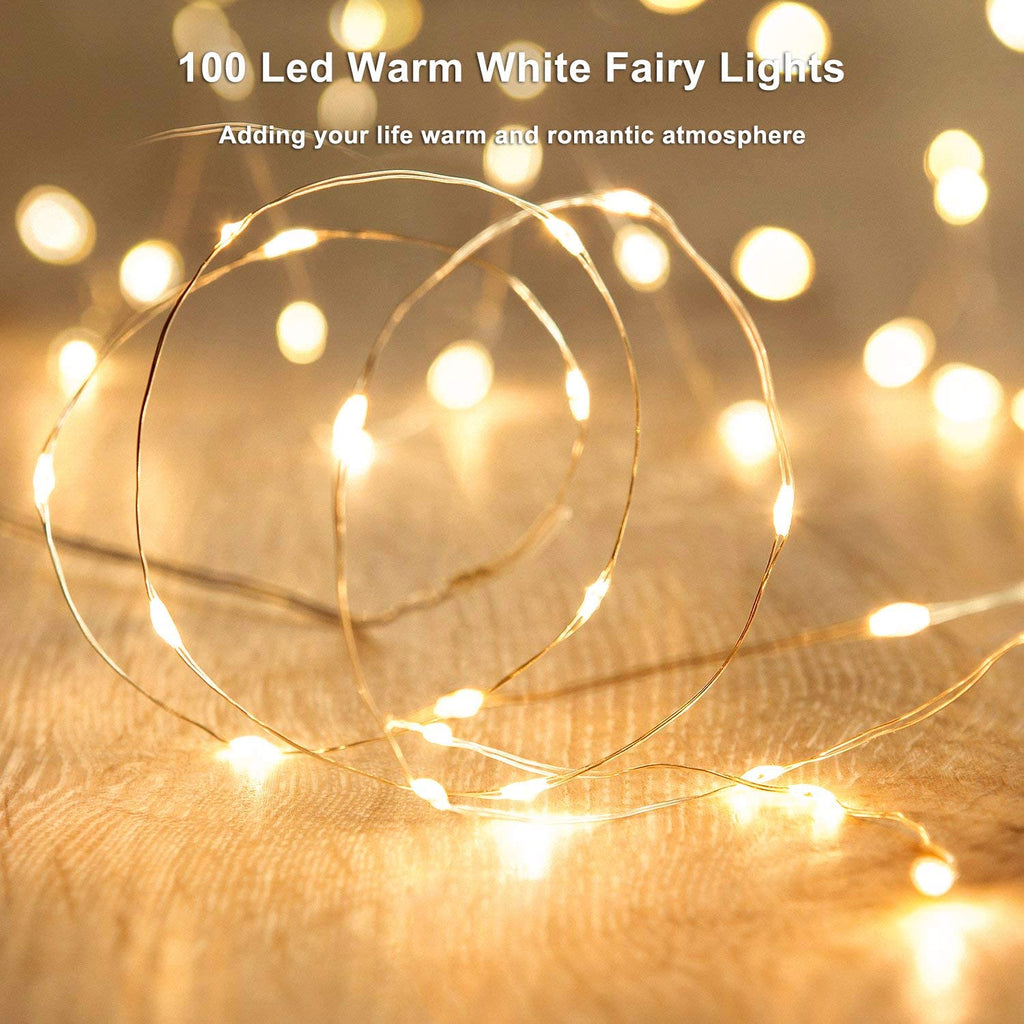 1set, LED Fairy Lights Battery Box Copper Wire String 78.74/196.85/393.7inch Holiday Outdoor Lamp Garland for Christmas Tree Wedding Party Decoration