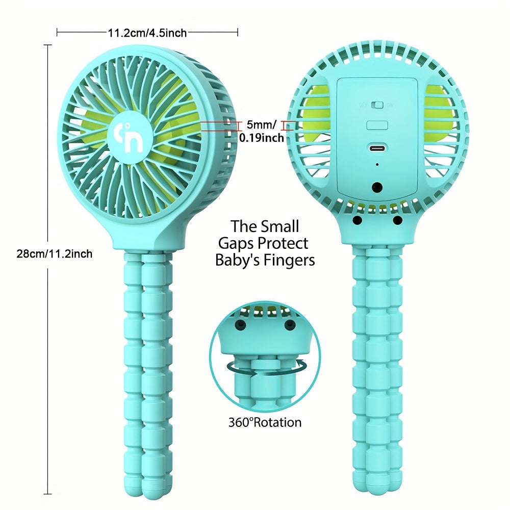 WiHoo Battery Powered Stroller Fan, Flexible Tripod Clip On Fan With 3 Speeds And Rotatable Handheld Rechargeable Personal Portable Fan For Car Seat Crib Bike Treadmill