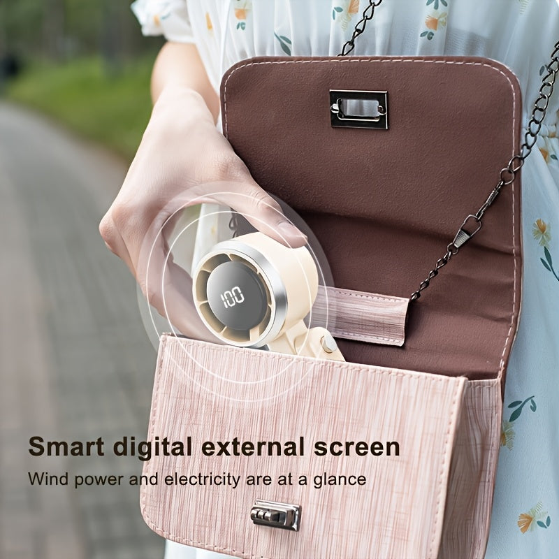 Portable Handheld Fan, 5000rpm Ultra-High Speed Quick Cooling, 1-100-Level Super Power USB Fan, Large Battery Capacity, Mini Portable Fan, USB Rechargeable, Lanyard- Lightweight, Compact, And Easy to Carry for Outdoor Activit