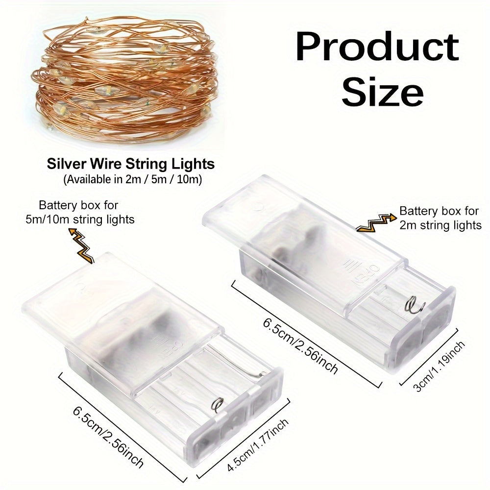 1set, LED Fairy Lights Battery Box Copper Wire String 78.74/196.85/393.7inch Holiday Outdoor Lamp Garland for Christmas Tree Wedding Party Decoration