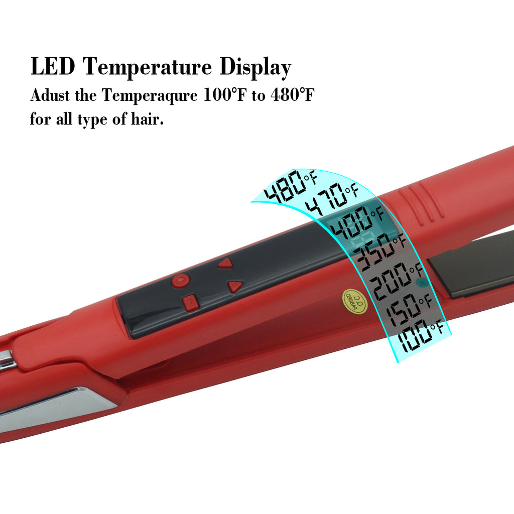Professional Salon Hair Straightener & Curler - 265°F-450°F High-Temperature Flat Iron with LCD Display, 2-in-1 Dual Function, Titanium Ceramic Technology, Ideal for Home & Commercial Use, Ergonomic Handle, Compatible with