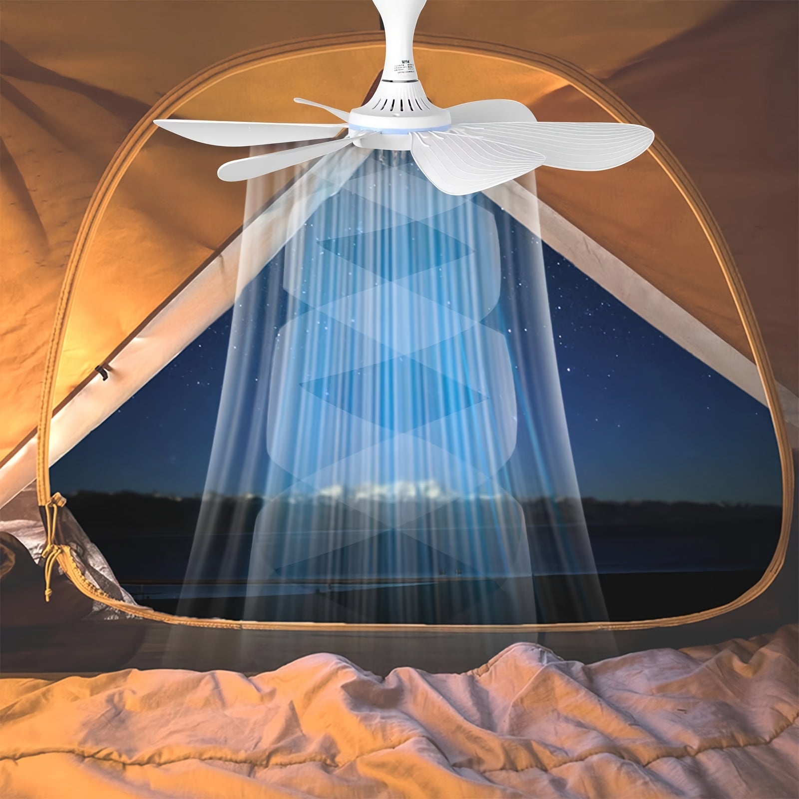6-Blade Quiet USB Ceiling Fan - Portable Hanging Mini Fan with Remoteless Design for Camping, Dorms, Tents - Compact & Powerful Cooling with USB-Powered 6-Blade Fan, Dorm Room Cooling, Minimalist Fan, Portable Fan