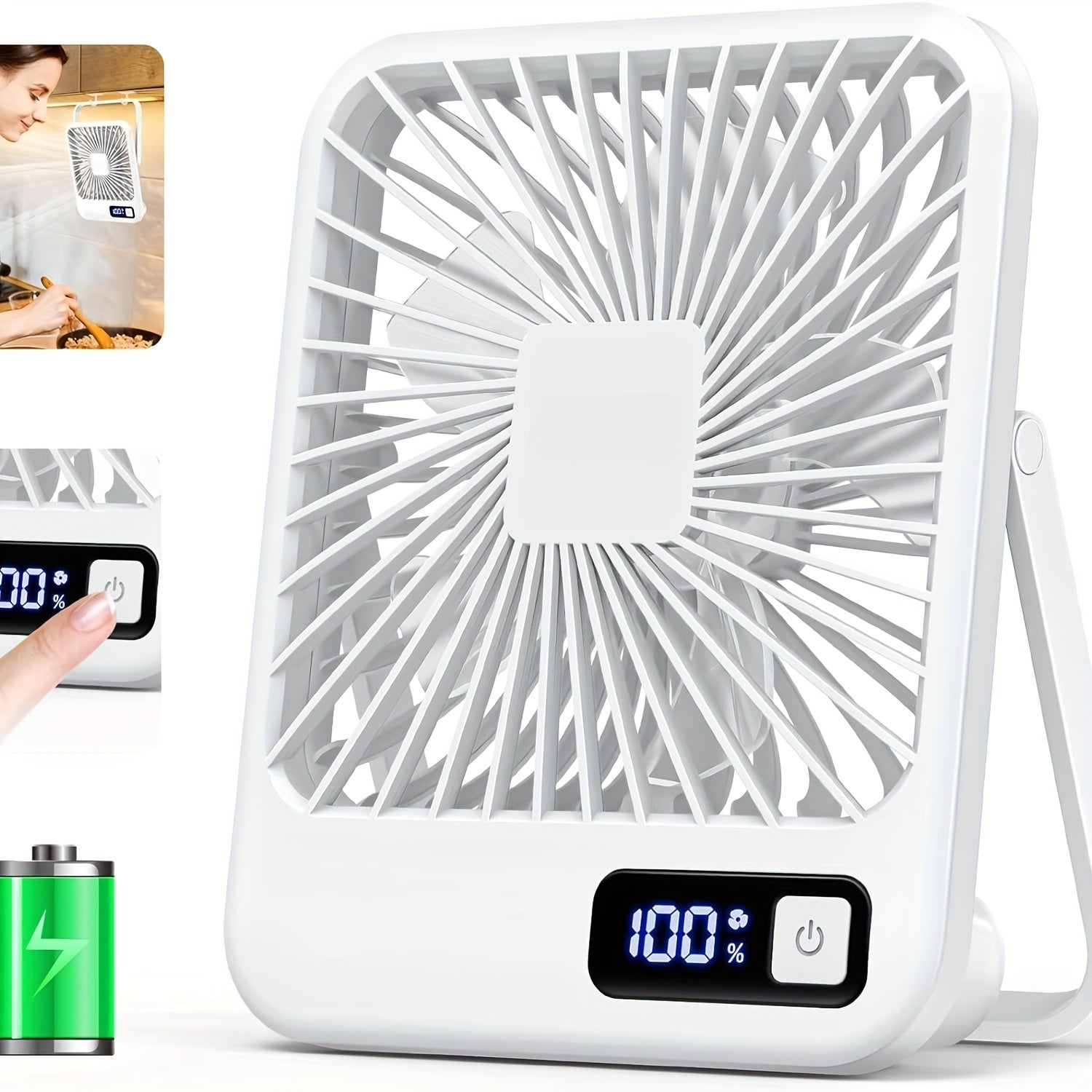 YITUMU Mini Desktop Fan, USB Charging Portable Fan, Square Shape, 1800mAh Rechargeable Cruise Fan, Powerful Wind, 5 Gears Portable Cooling Fan, Quiet Operation, Suitable For Home, Office, Car And Outdoor Travel