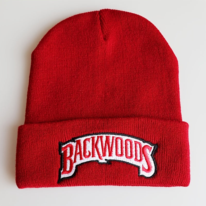 1pc "BACKWOODS" Knitted Hat Thermal Cap For Men, Ideal choice for Gifts